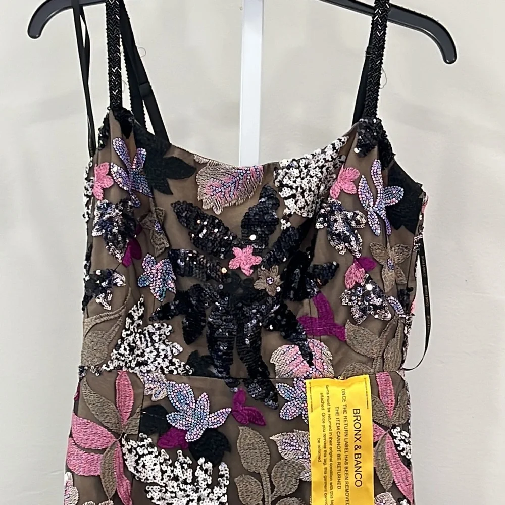 BRONX AND BANCO Dahlia Leona Embroidered Gown in Silver Multi - Picture 5 of 14